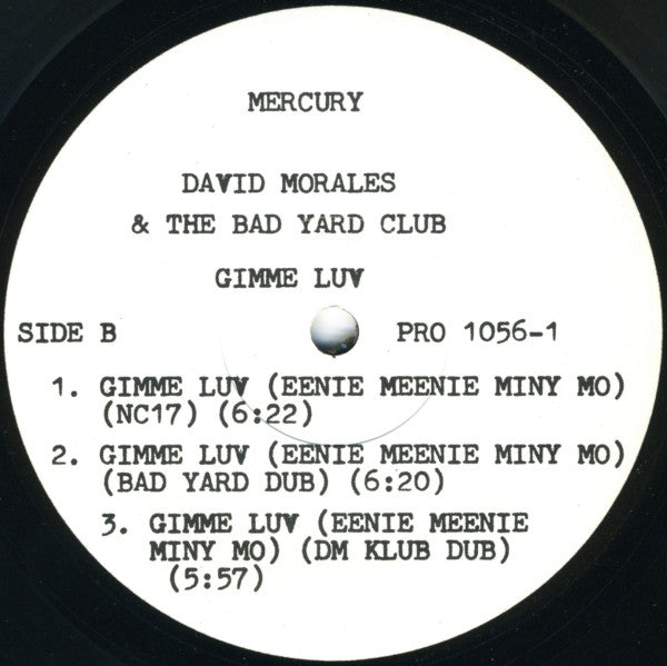 David Morales & The Bad Yard Club – Gimme Luv (Eenie Meenie Miny Mo) PROMO - 1983-House, Garage House (Vinyl)