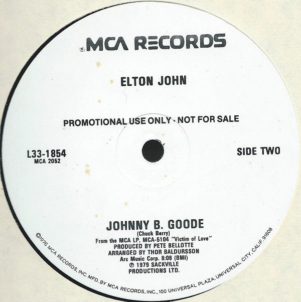 Elton John – Johnny B. Goode - 1979-Vinyl, 12", Single, Promo (Vinyl) white label promo (Clearance Vinyl )