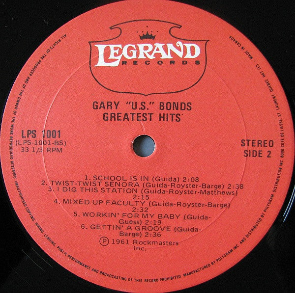 Gary "U.S." Bonds* – Greatest Hits - 1981- Rock & Roll (vinyl)