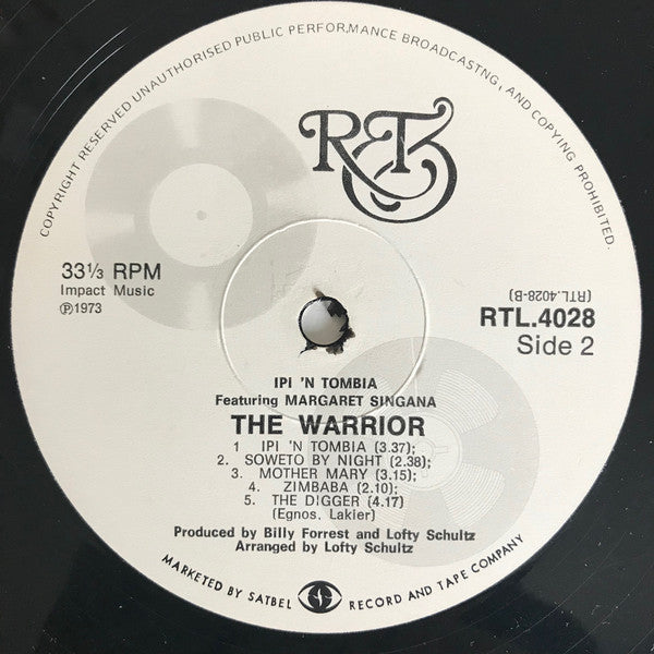 Ipi 'N Tombia* Featuring Margaret Singana – The Warrior -1973-Funk / Soul, Folk, World, & Country , Afrobeat, African (Rare Vinyl)