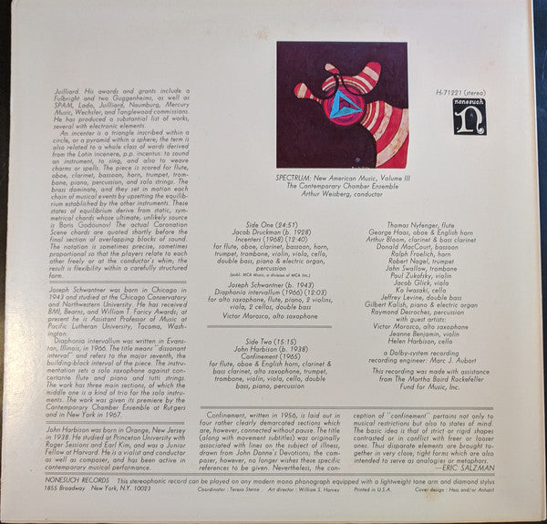 Jacob Druckman / Joseph Schwantner / John Harbison – Spectrum: New American Music Volume III - Classical (Vinyl)