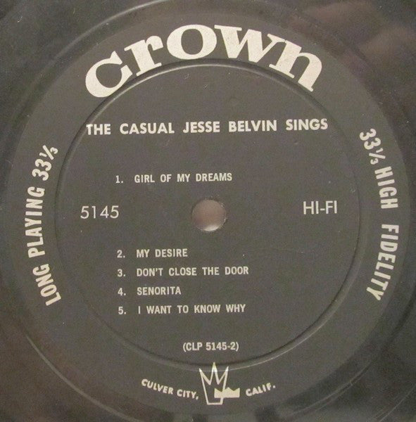 Jesse Belvin – The Casual - 1959-Funk / Soul Style: Rhythm & Blues (Rare Vinyl)
