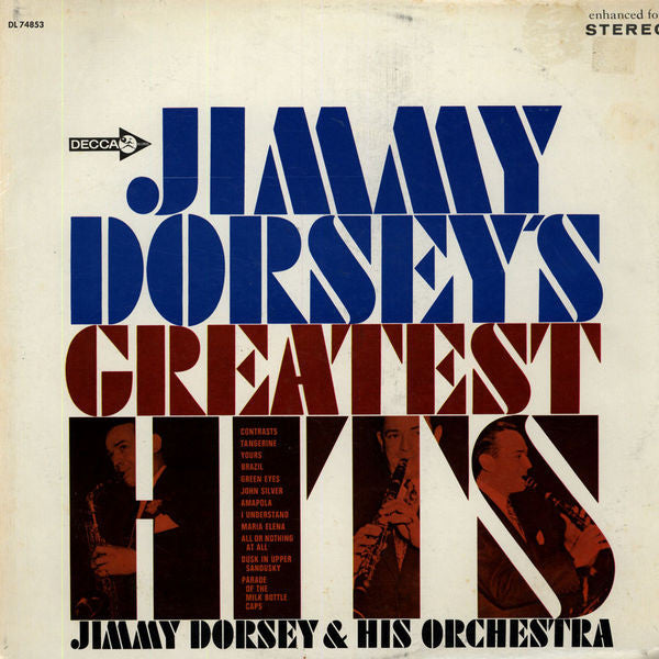 Jimmy Dorsey And His Orchestra – Jimmy Dorsey's Greatest Hits-1967 - Big Band, Swing (vinyl)