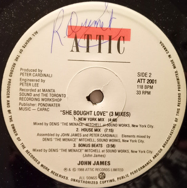 John James – She Bought Love - 1988-House, Synth-pop (Vinyl)