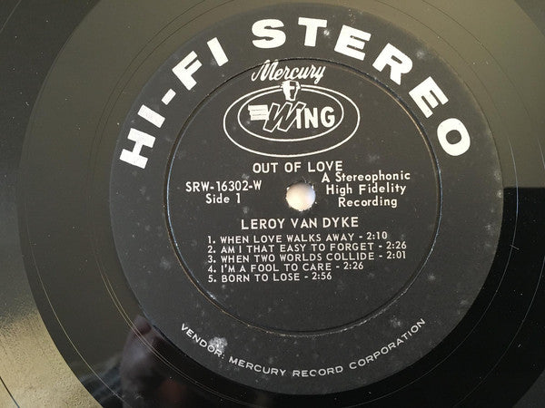 Leroy Van Dyke – Out Of Love -1965 - Folk, World, & Country (vinyl)