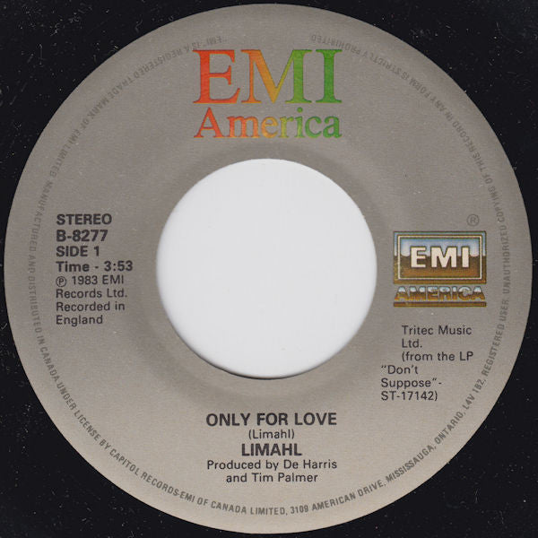 Limahl ‎– Only For Love - 1984 - synth pop -Vinyl, 7", 45 RPM, Single