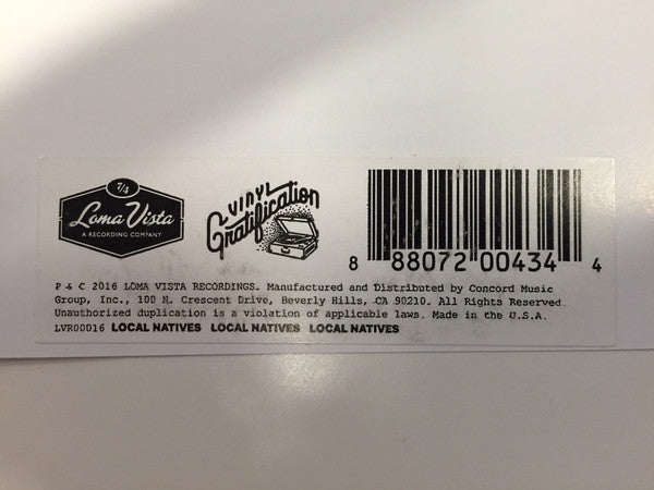 Local Natives – Vinyl Gratification -2016- Vinyl, 10", 45 RPM, Limited Edition - Rock Pop