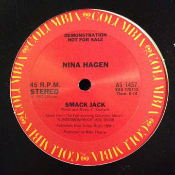Nina Hagen – Smack Jack- 1982- Vinyl, Promo, 45 RPM, 12" (New Wave Vinyl) Promo