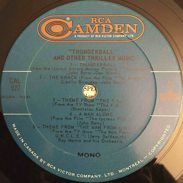 Ray Martin And His Orchestra – Thunderball And Other Thriller Music -1965- Stage & Screen Style: Soundtrack, Theme (Vinyl)