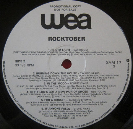 Rocktober '83 - Sampler Limited Collector's Edition (Kellys) AC/DC , Robert Plant, Neil Young ++ (Rare Vinyl)