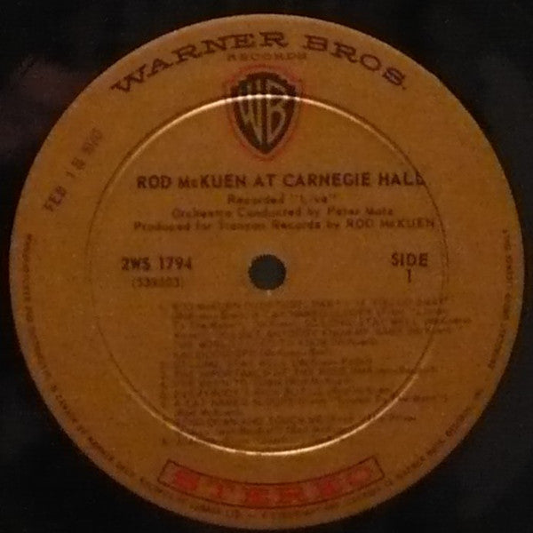 Rod McKuen – At Carnegie Hall - 1969- 2 lps - Pop, Folk, World, & Ballad, Country, Vocal (vinyl)