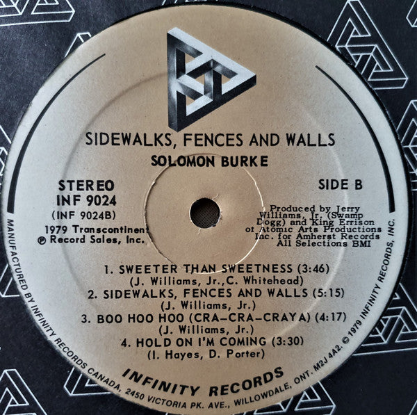 Solomon Burke – Sidewalks, Fences And Walls - 1979 -Funk / Soul, Disco (Vinyl)