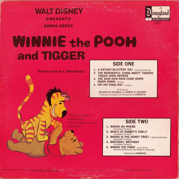 Songs About Winnie The Pooh And Tigger -1968-Children's, Stage & Screen (Clearance Vinyl))