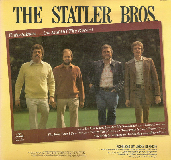 Statler Bros. – Entertainers...On And Off The Record- 1978 - Country (vinyl)