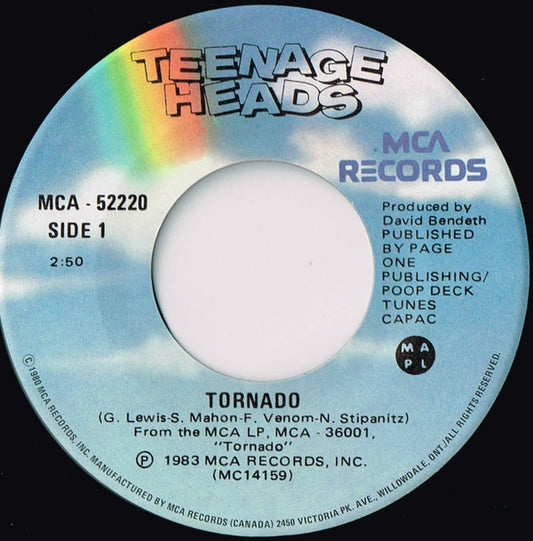 Teenage Heads ‎– Tornado / Luv For Sale - 1983-Punk Rock- Vinyl, 7", 45 RPM, Single