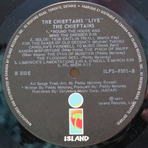 The Chieftains – Live! - 1977-Folk, World, & Country Style Folk, Celtic (vinyl)