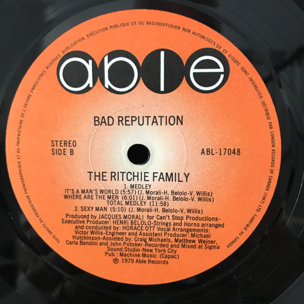 The Ritchie Family – Bad Reputation - 1979-Funk / Soul (Vinyl)