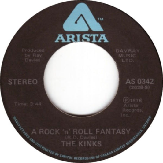 The Kinks ‎– Rock 'n' Roll Fantasy / Get Up - 1978 pop rock - Vinyl, 7", Single, 45 RPM