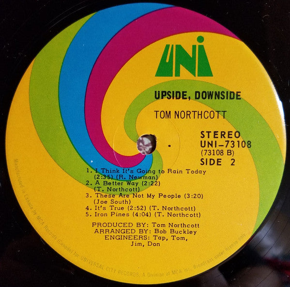 Tom Northcott – Upside, Downside -1971- Folk, World, & Country (vinyl)