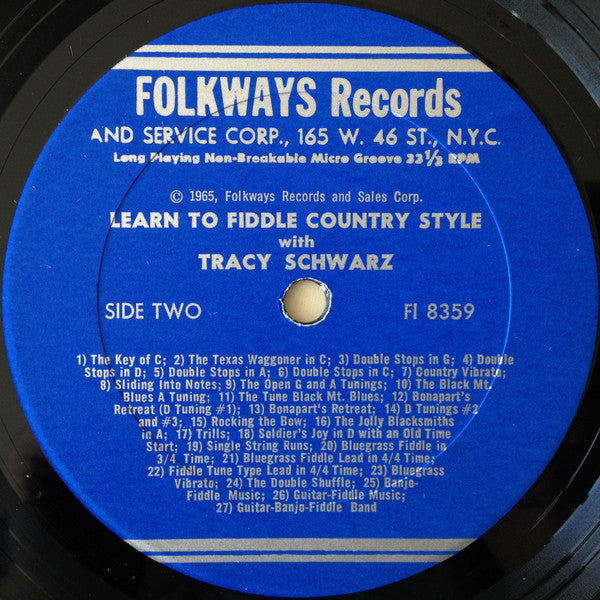 Tracy Schwarz – Learn To Fiddle Country Style With Tracy Schwarz -1965- Non-Music, Folk, Country ,Education, Bluegrass, Spoken Word (vinyl)