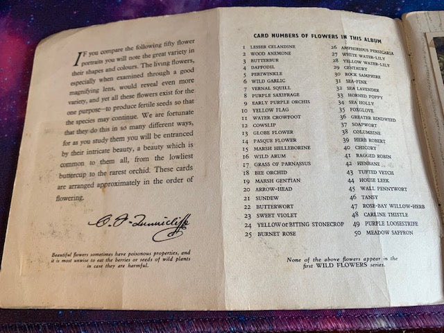 Brooke Bond Wild Flowers Series 1. 1955 - 47 Of 50 Tea Cards Plus Book Rare