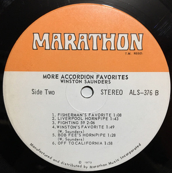 Winston Saunders - More Accordion Favourites - 1973- Folk, World, & Country -Newfoundland (Vinyl)