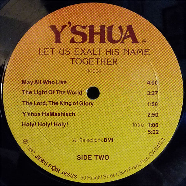 Y'shua – Let Us Exalt His Name Together-1982- Folk, World, & Country, Gospel (Sealed Copy) Vinyl