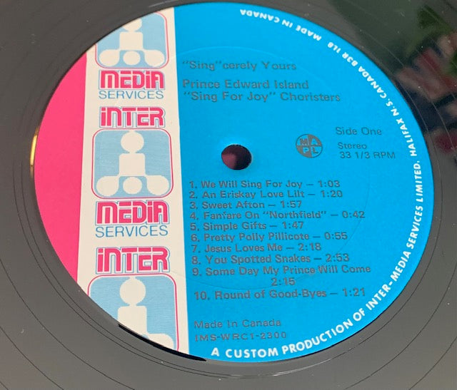 Prince Edward Island Choristers -Sing For Joy - Choral PEI,Maritime Sacred,Classical,Folk (Vinyl) Mint