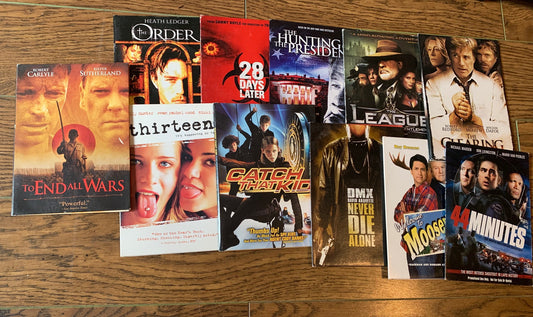 Bundle of 11 dvds in flat sleeves , Action , Comedy , Horror