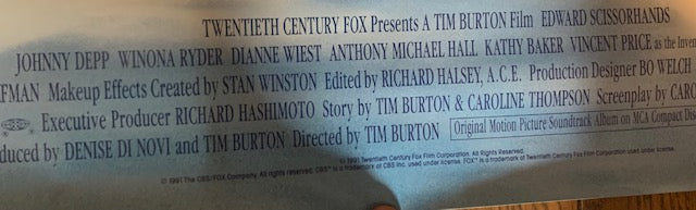 EDWARD SCISSORHANDS (1991) Tim Burton Johnny Depp Rare Original Poster