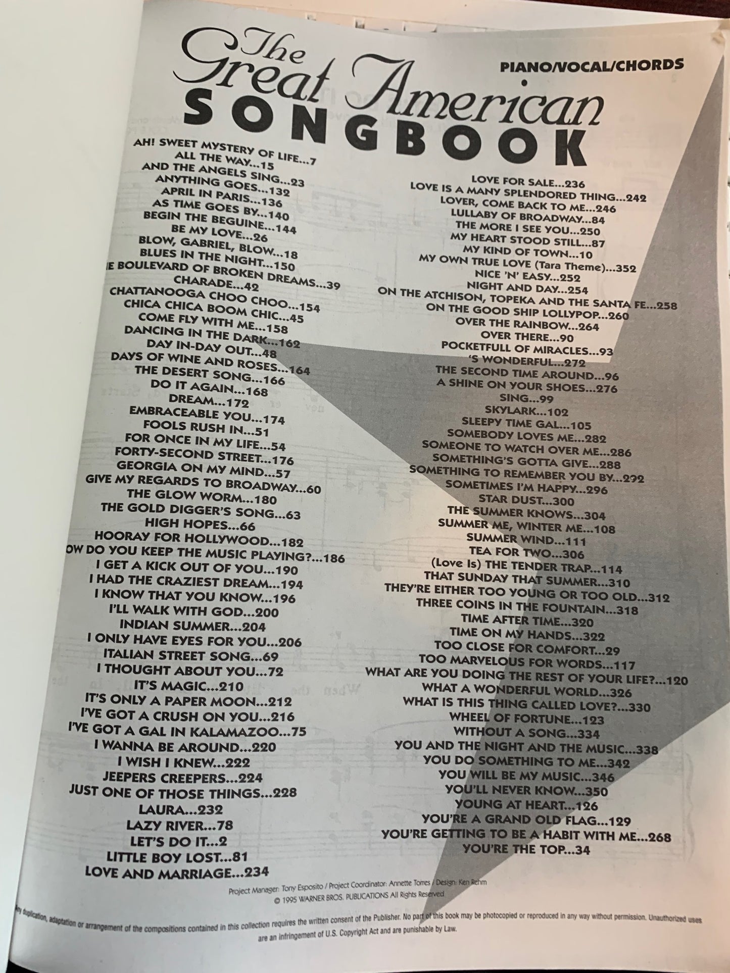 THE GREAT AMERICAN SONGBOOK - 1995 -352 PAGES - TAB - Piano/ Vocal/ Chords