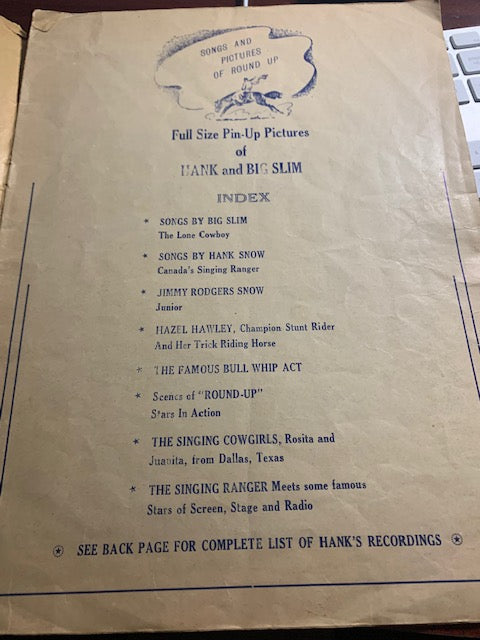 Round-Up of Good Western Songs - Hank Snow & Big Slim Rare Booklet