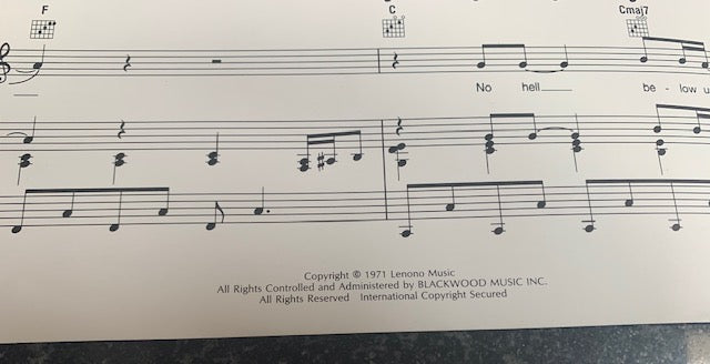 JOHN LENNON - IMAGINE - SHEET MUSIC Piano Guitar Vocal -Good Shape