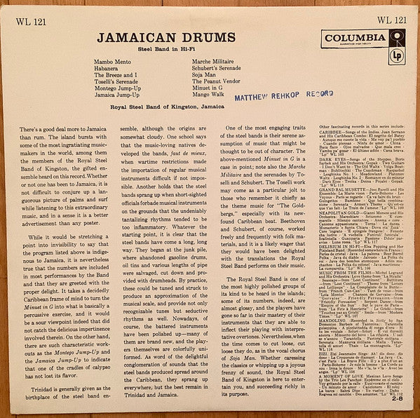 Royal Steel Band – Jamaican Drums - Reggae Style: Steel Band, Calypso (vinyl)