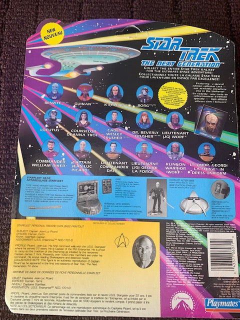 1993 Star Trek: Next Generation Captain Jean-Luc Picard Playmates Action Figure MOC