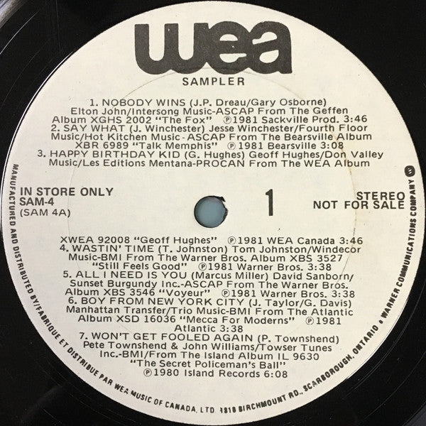 WEA Sampler Volume 4 - Pete Towshend,Zed,Kraftwerk,Mother's Finest ++ Rock, Funk / Soul, Pop (vinyl)