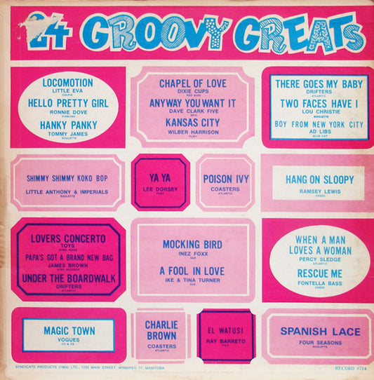 24 Groovy Greats - Rock, Latin, Funk / Soul, Pop ,Rhythm & Blues, Soul, Boogaloo, Promotional, Vocal (Clearance Vinyl ) marks