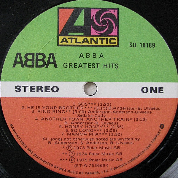 ABBA Greatest Hits -1976 Pop (vinyl) Awesome Copy! wrinkled back cover