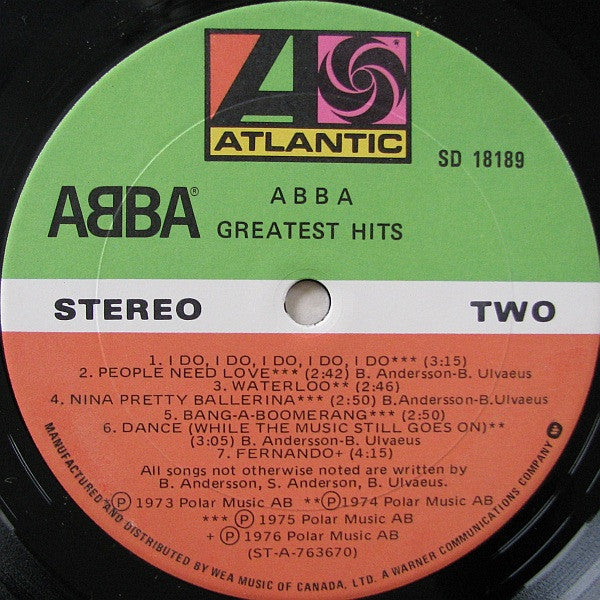 ABBA Greatest Hits -1976 Pop (vinyl) Awesome Copy! wrinkled back cover