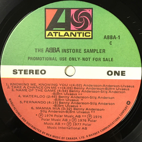 ABBA ‎– The ABBA Instore Sampler -1978 - Very Rare (Vinyl)