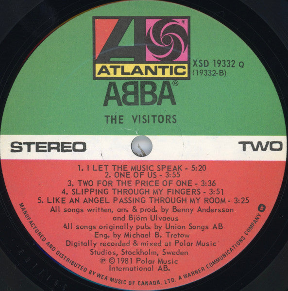 ABBA – The Visitors – 1981 – Pop / Synth-Pop (vinyl)