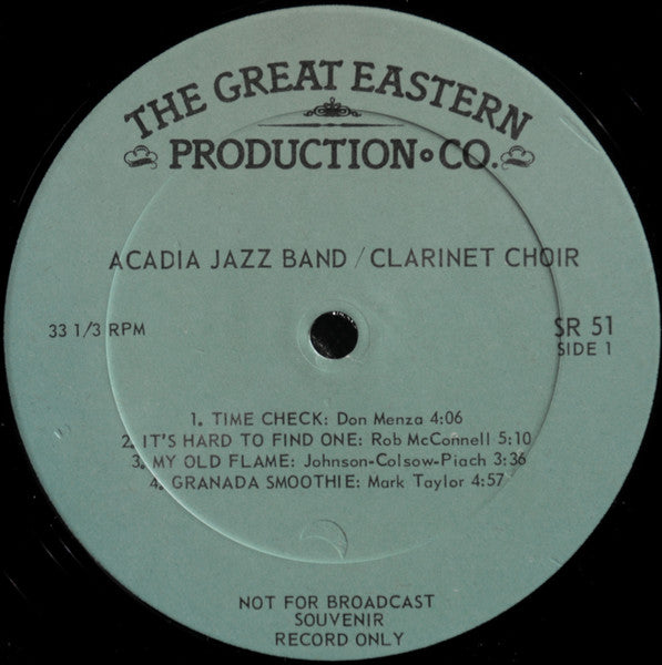 Acadia University Jazz Ensemble Acadia University Clarinet Choir  Jazz, Classical , Maritime (Vinyl) 1980 Mint