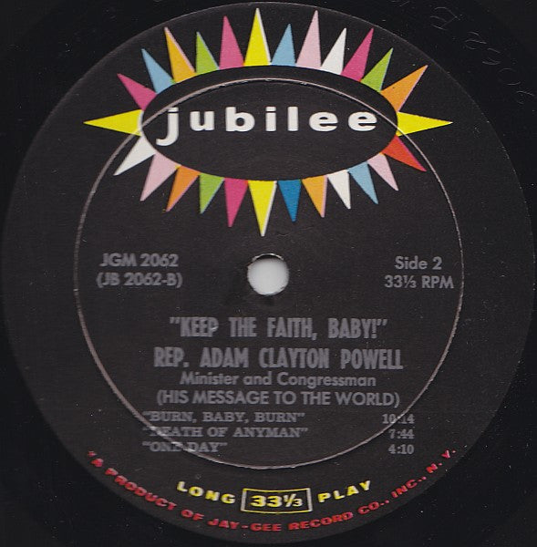 Adam Clayton Powell – Keep the Faith, Baby! – His Message to the World Jubilee Records – JGM 2062 | Vinyl – U.S. Pressing
