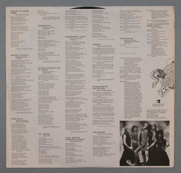 Aerosmith ‎– Permanent Vacation - 1987 - Hard Rock (vinyl) Near Mint w/ sleeve