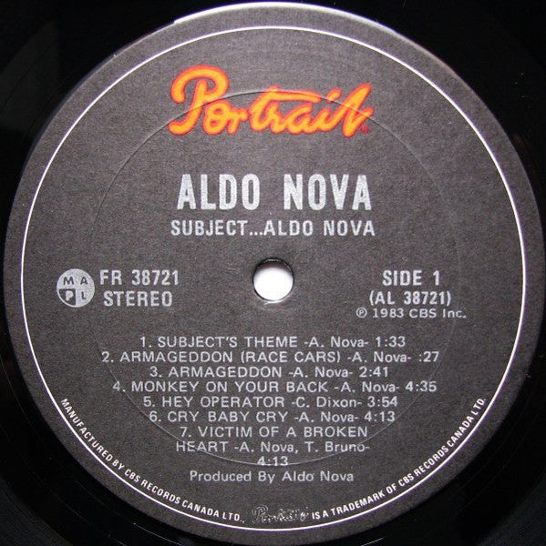 Aldo Nova – Subject...Aldo Nova – 1983 – Hard Rock / Synth Rock (vinyl)