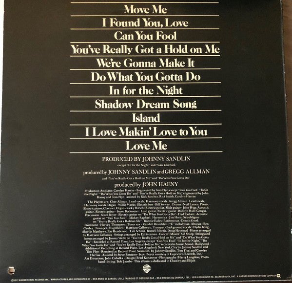 Allman And Woman – Two The Hard Way - 1977-  Electronic, Rock, Funk / Soul, Blues, Pop Style: Southern Rock (Vinyl)