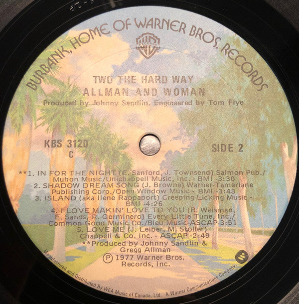 Allman And Woman – Two The Hard Way - 1977-  Electronic, Rock, Funk / Soul, Blues, Pop Style: Southern Rock (Vinyl)