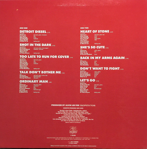 Alvin Lee – Detroit Diesel  	1986 Genre: Rock Style: Blues Rock (vinyl) Near Mint