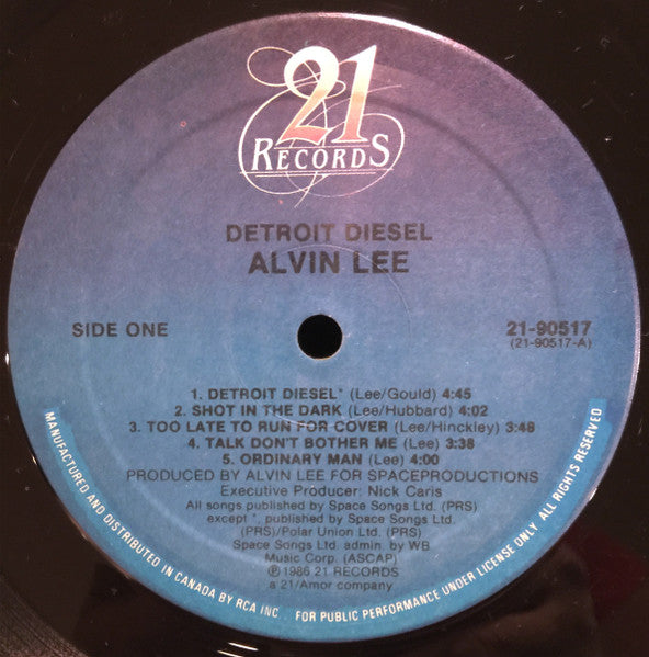 Alvin Lee – Detroit Diesel  	1986 Genre: Rock Style: Blues Rock (vinyl) Near Mint
