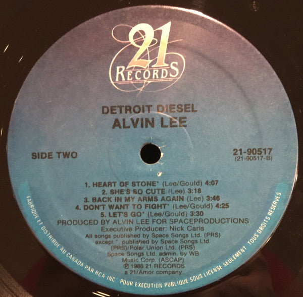 Alvin Lee – Detroit Diesel  	1986 Genre: Rock Style: Blues Rock (vinyl) Near Mint